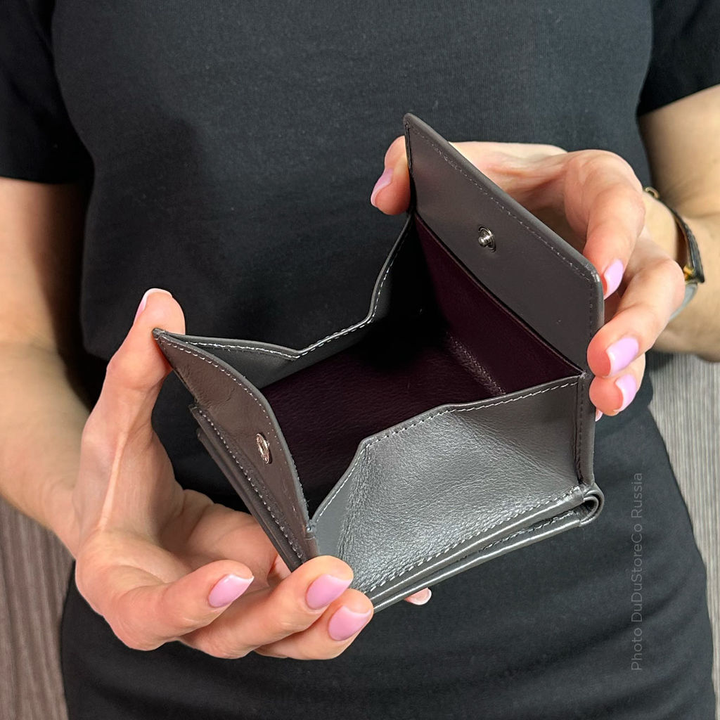 Итальянский кожаный кошелек DuDu серии Flavio | антрацитовый - Dudubags фото 8