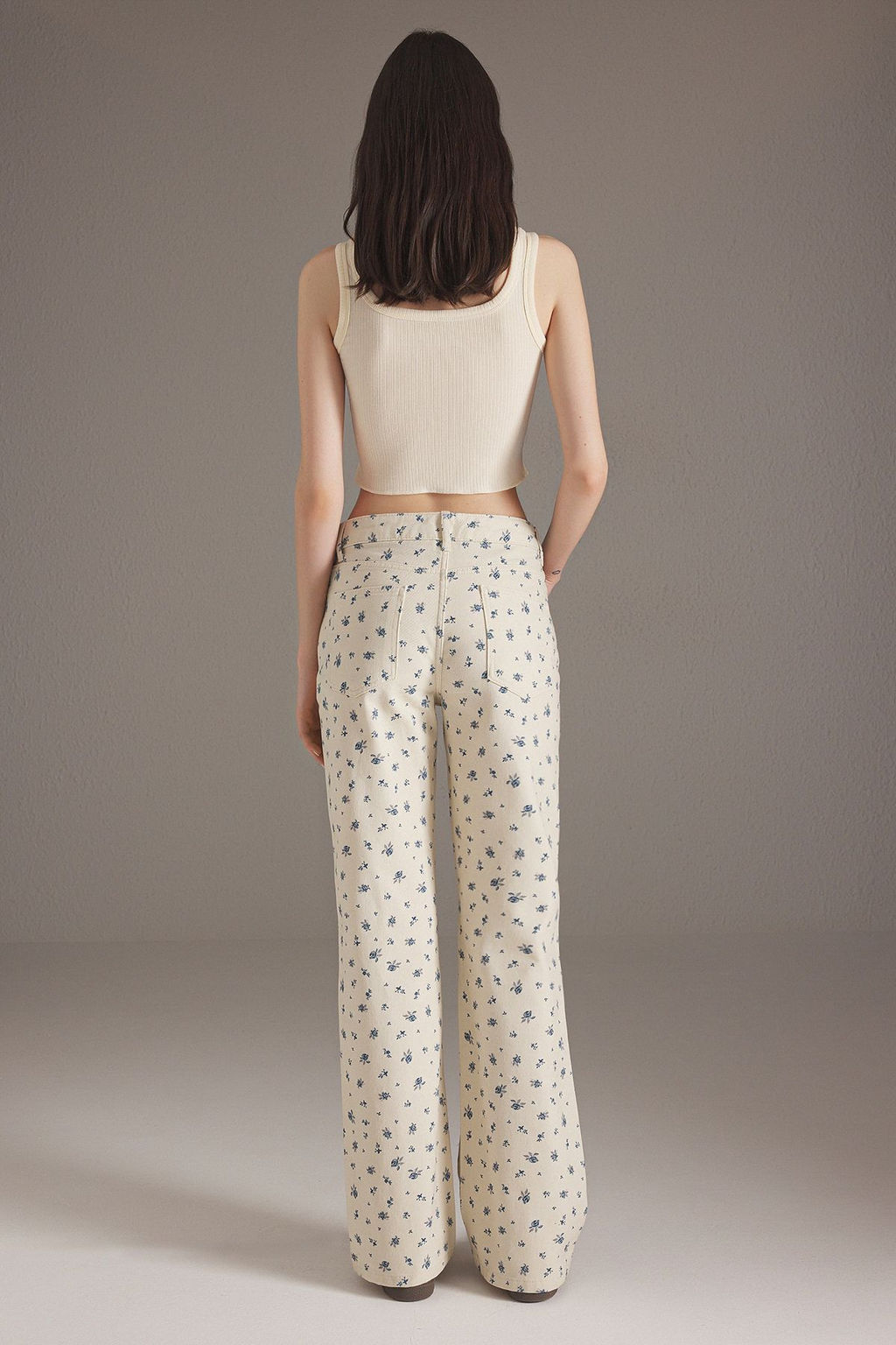 Ekru Cicek Bask?l? Normal Bel Wide Leg Jeans TWOSS25JE00261 - Trendyolmilla фото 4