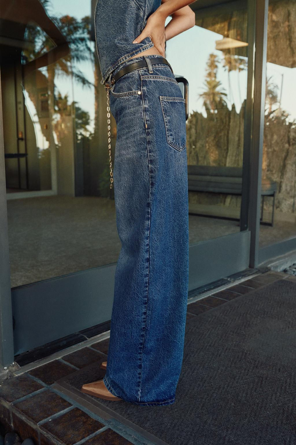 Z1975 MID-WAIST WIDE-LEG BELT JEANS - Zara фото 3