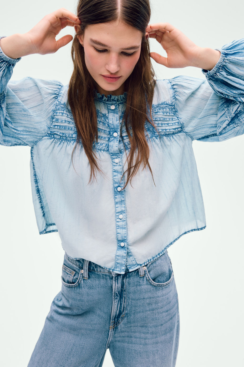 Blusa de algod?n efecto denim - H&m фото 6