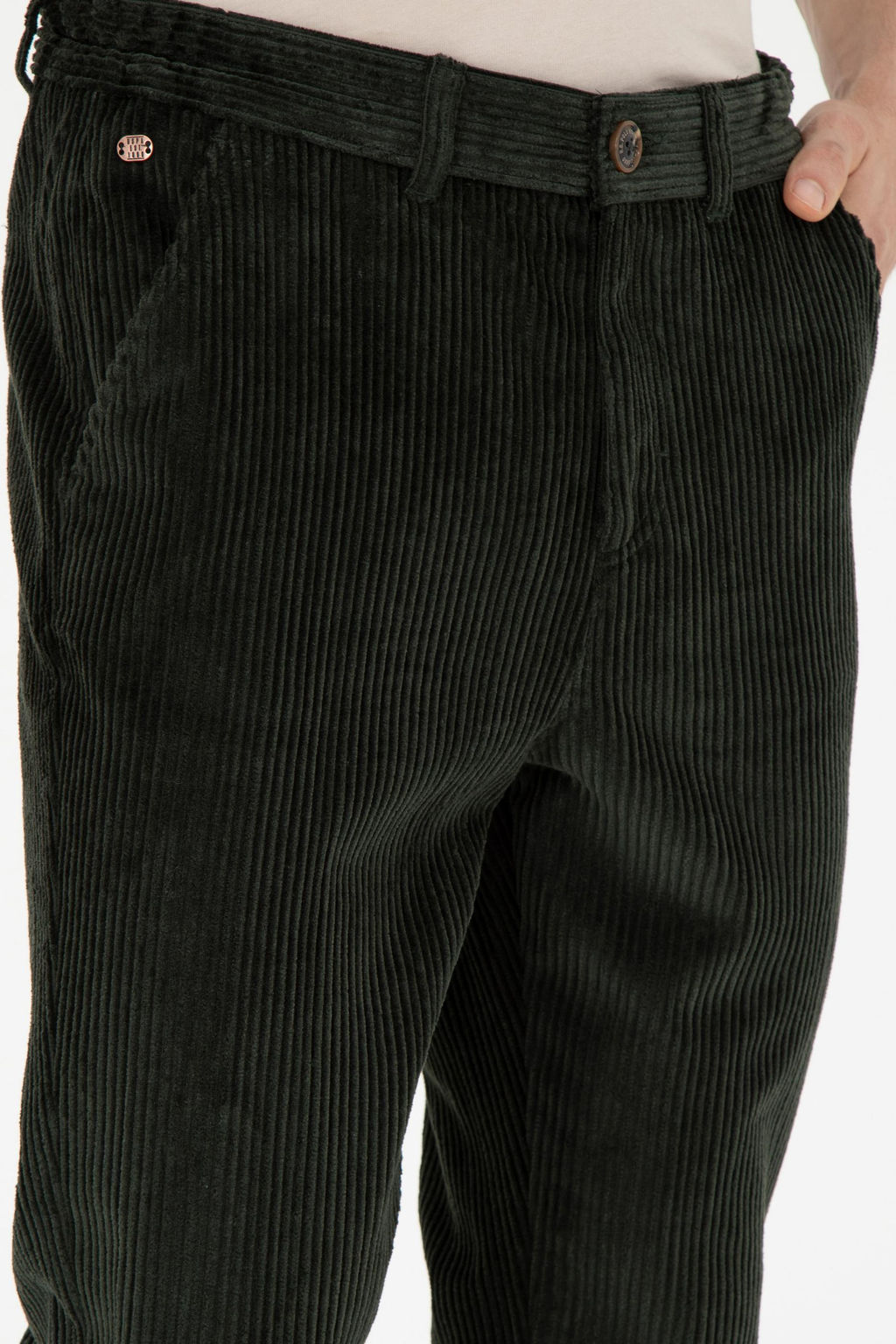 Erkek Carrot Fit Koyu Ye_il Kanvas Pantolon