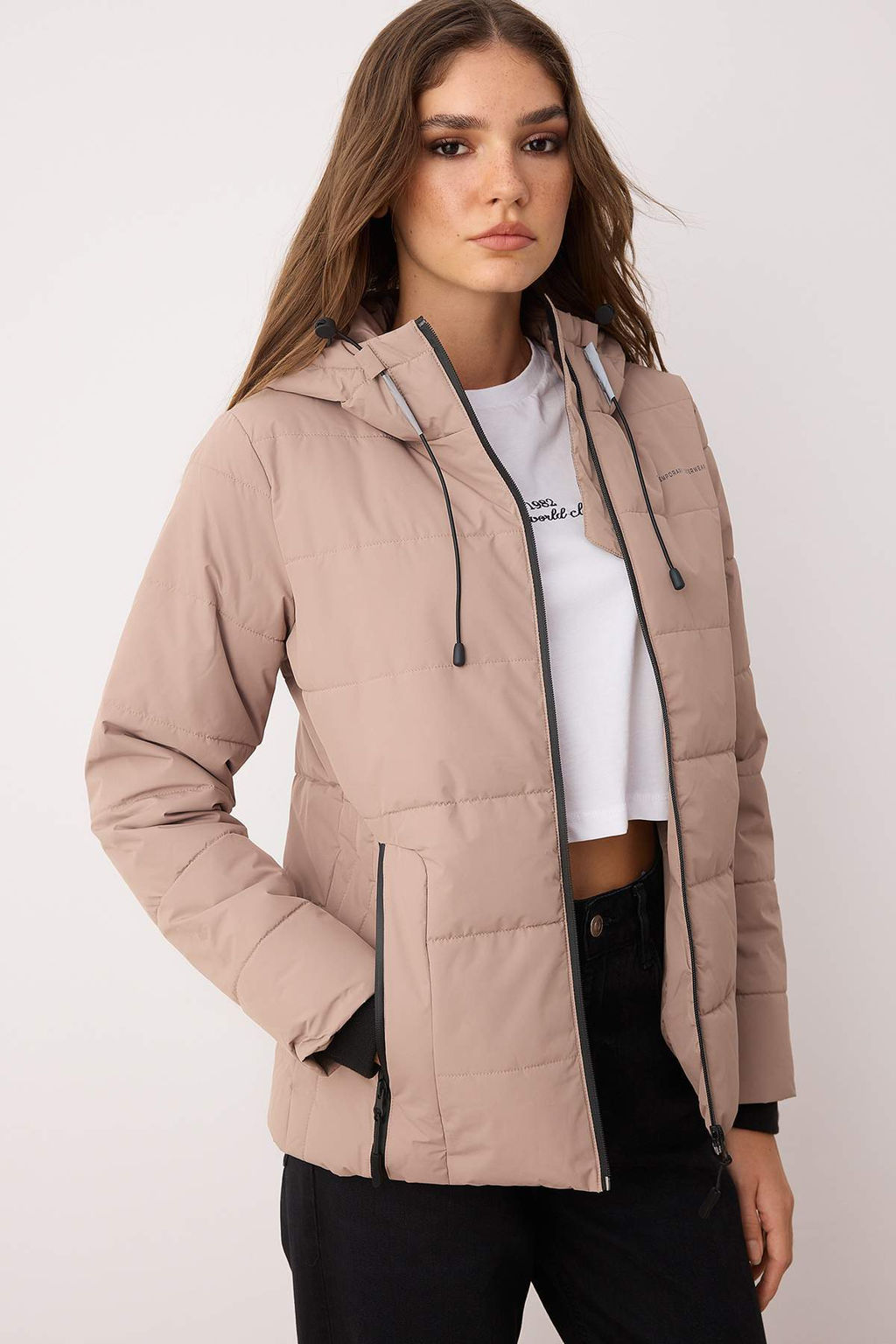 Bej Regular Kal?p Kapusonlu Su Itici Sisme Mont TWOAW26MO00000 - Trendyolmilla фото 2