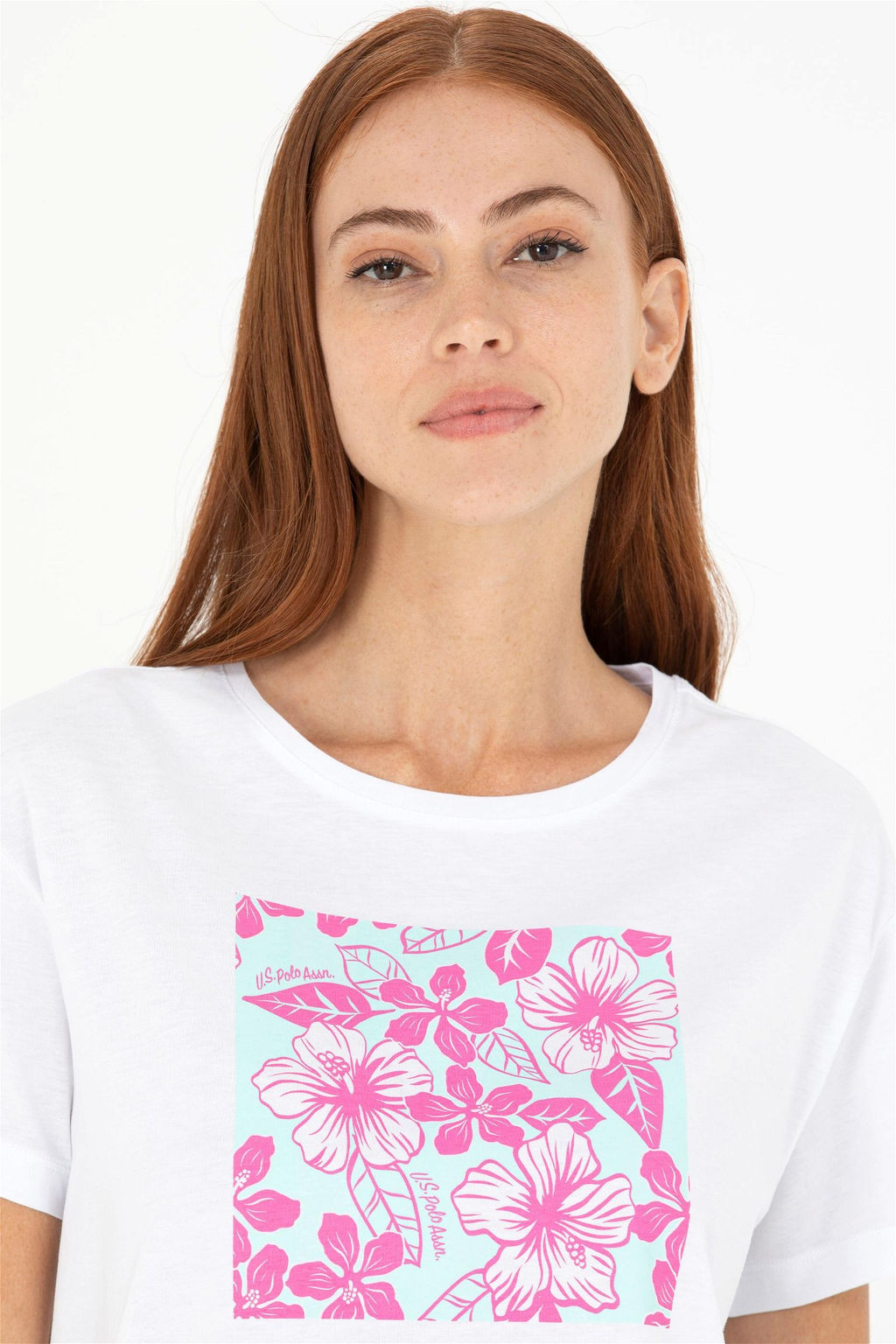Женская белая футболка с круглым вырезом Неожиданная скидка в корзине - U.s. polo assn фото 2