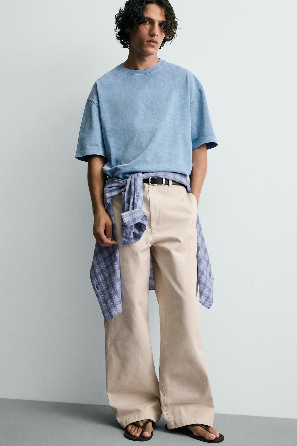 CAMISETA RELAXED FIT ESTRUCTURA FLAM? LAVADO / Azul - Zara фото 5