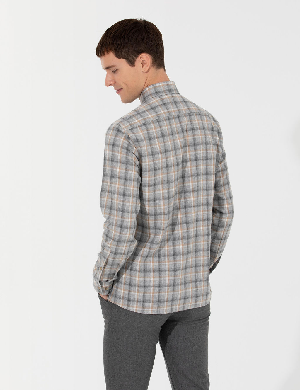 Gri Slim Fit Uzun Kollu G_mlek