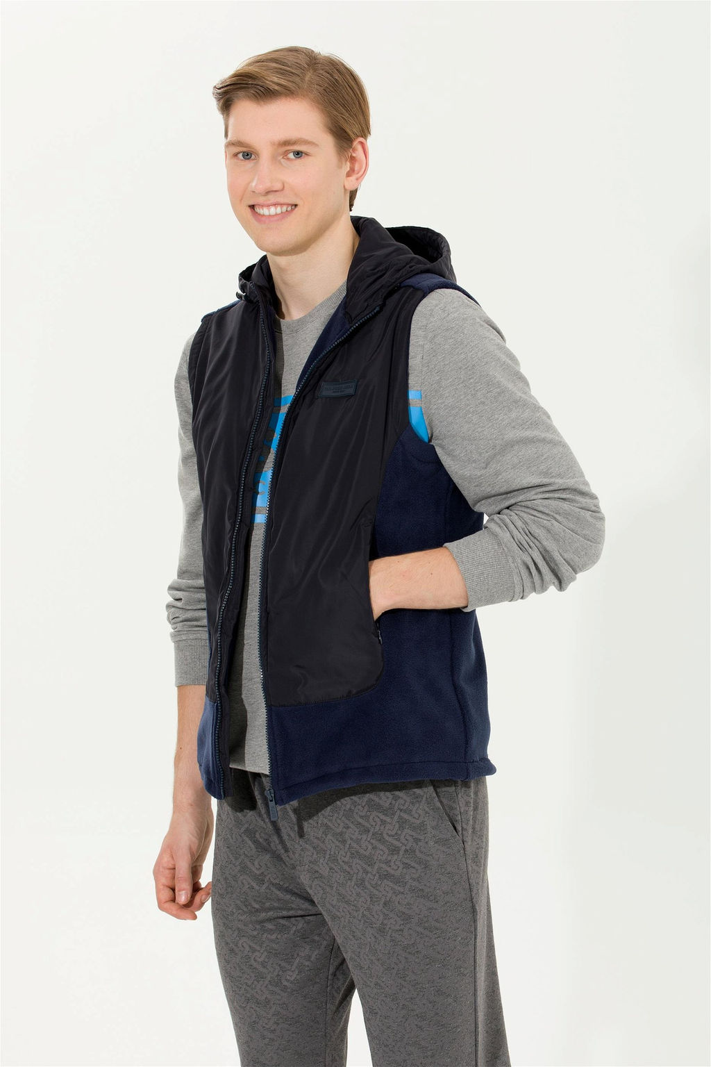 U. S. Polo Assn Мужской темно-синий вязаный кардиган с капюшоном - U.s. polo assn фото 11