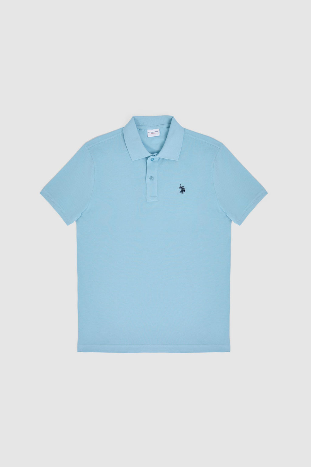 Erkek Slim Fit Polo Yaka Mavi Basic Ti__rt