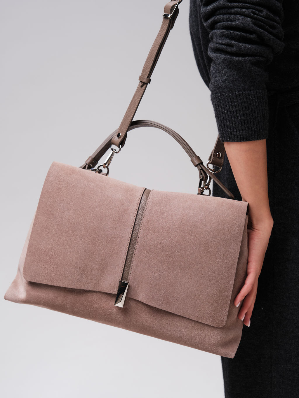 Замшевая сумка сэтчел Colette DBR 31349 капучино  фото 2