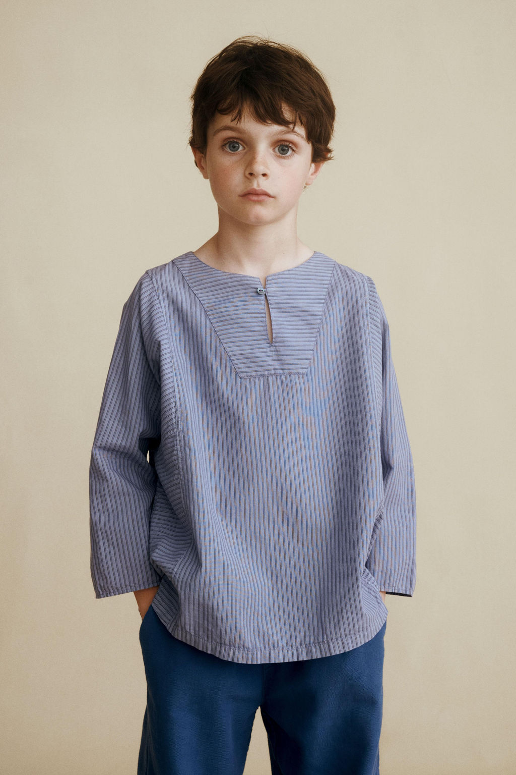CAMISA CUELLO MAO CREATED BY CARAMEL LONDON X ZARA / Azulado  фото 6