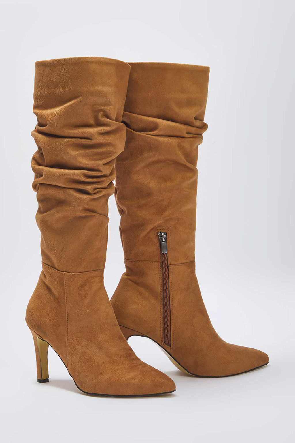 Camel Koruklu Suet Sivri Burun Ince Topuklu Kad?n Cizme TAKAW26CZ00015 - Trendyolmilla фото 3