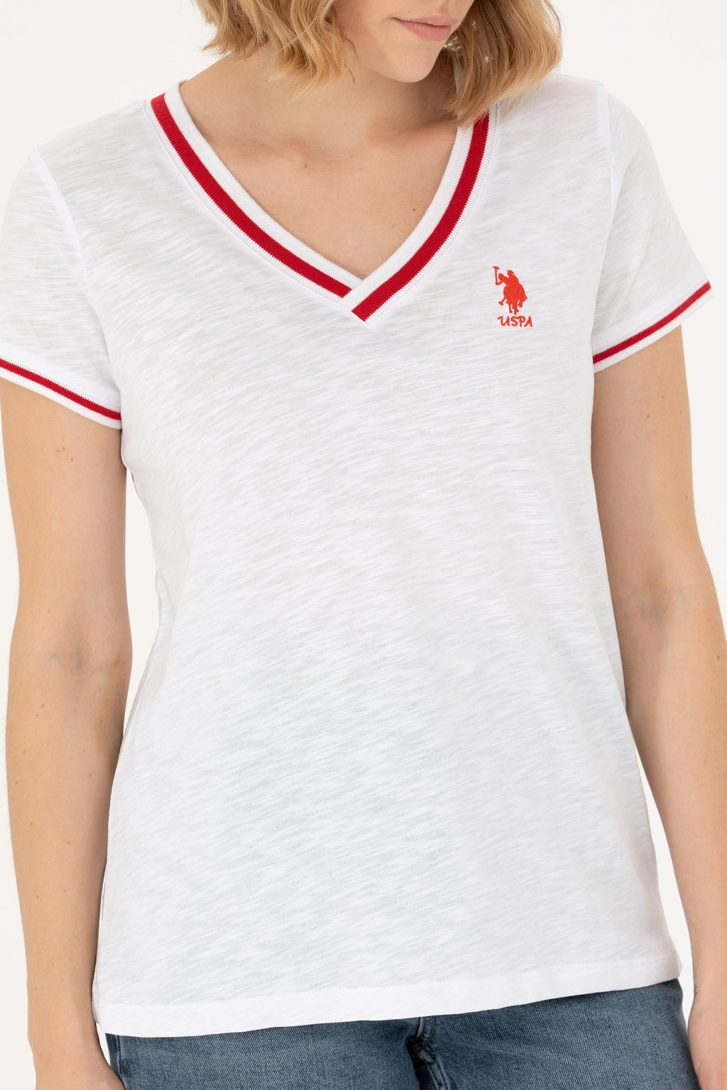 Kad_n Beyaz V Yaka Ti__rt - U.s. polo assn фото 6