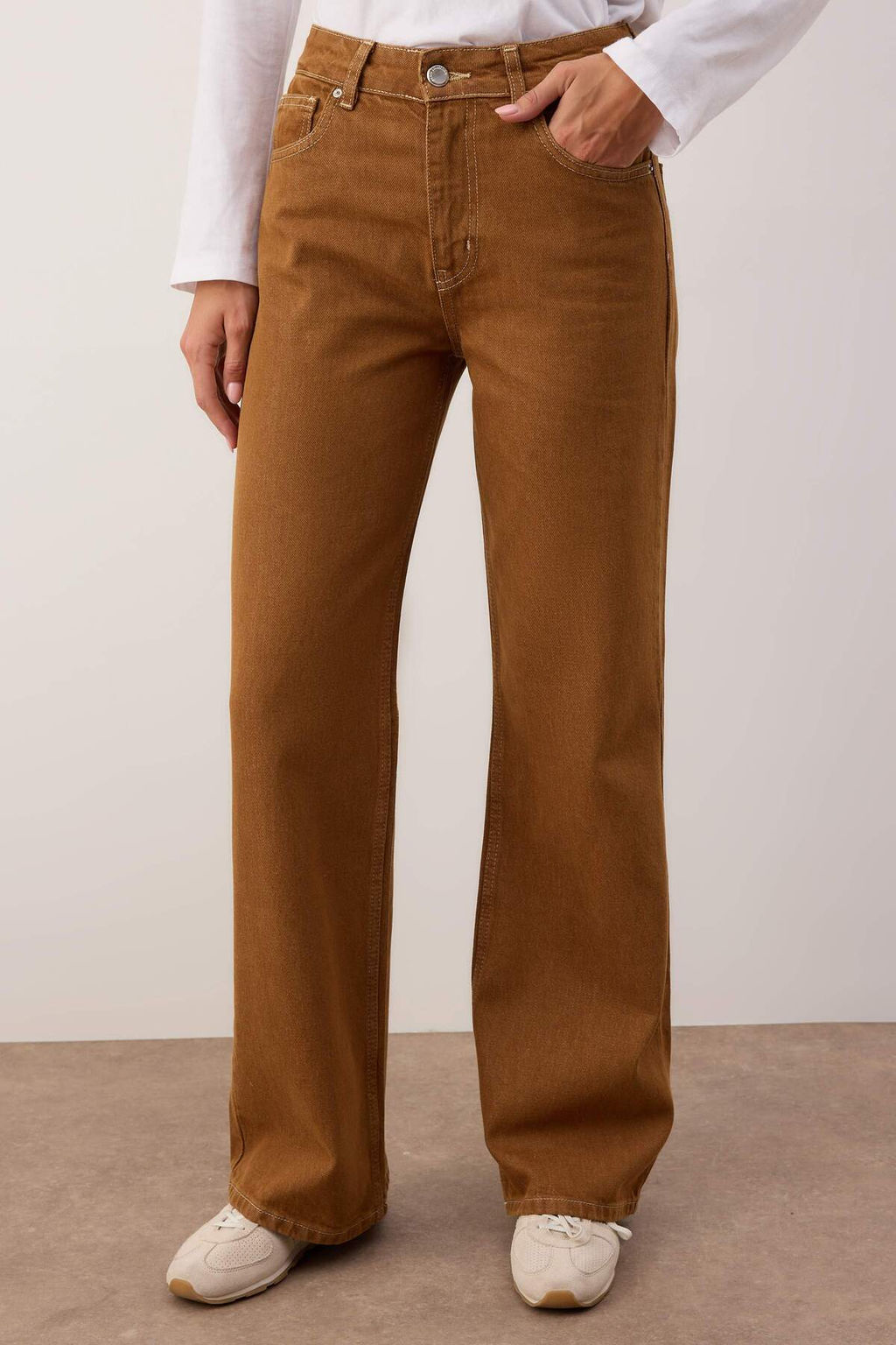 Bordo Yuksek Bel Vintage Y?kama Ozel Renk Denim Wide Leg/Genis Paca Jeans TWOAW26JE00110 - Trendyolmilla фото 11