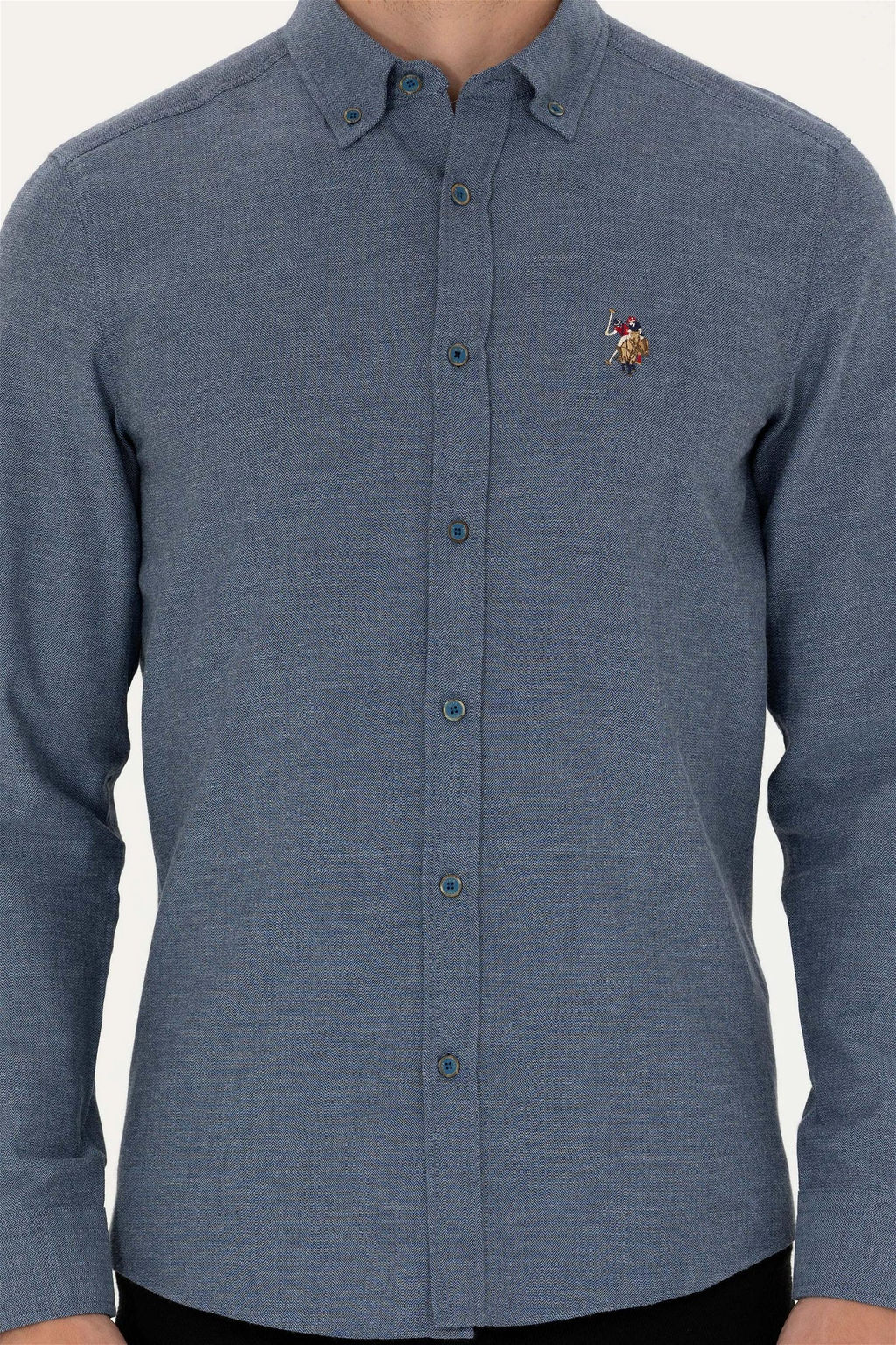 Мужская базовая рубашка цвета индиго с длинным рукавом Неожиданная скидка в корзине - U.s. polo assn фото 6