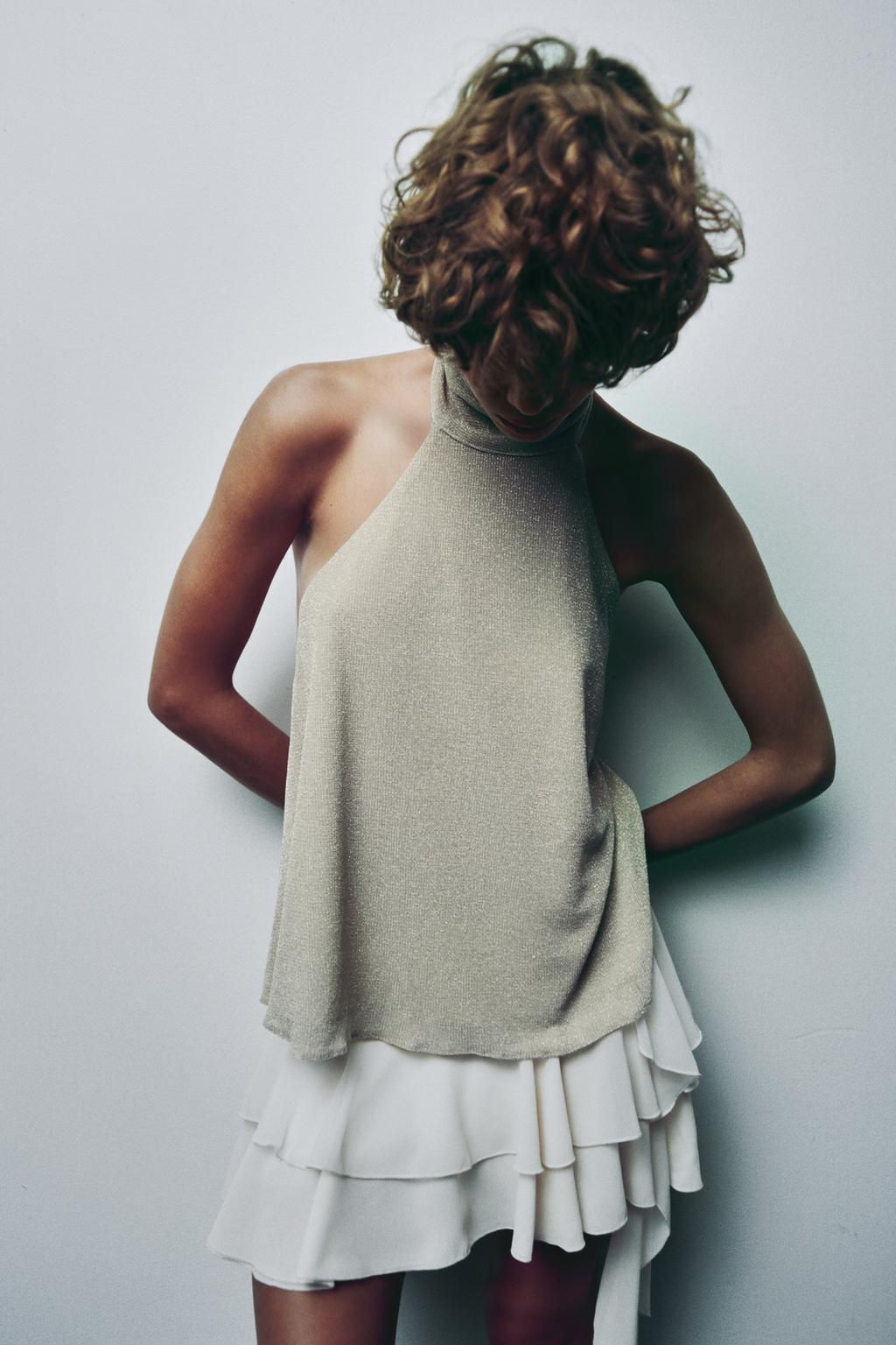 METALLIC THREAD HALTER TOP - Zara фото 3