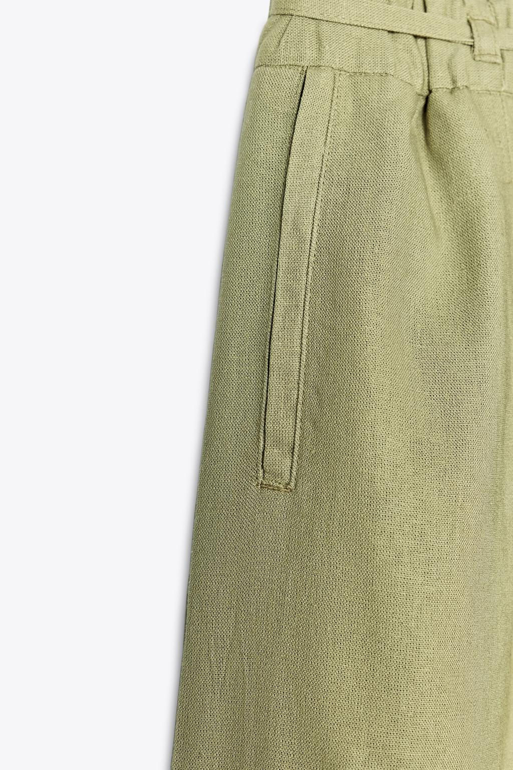 LINEN BLEND WIDE-LEG TROUSERS WITH BELT - Zara фото 16
