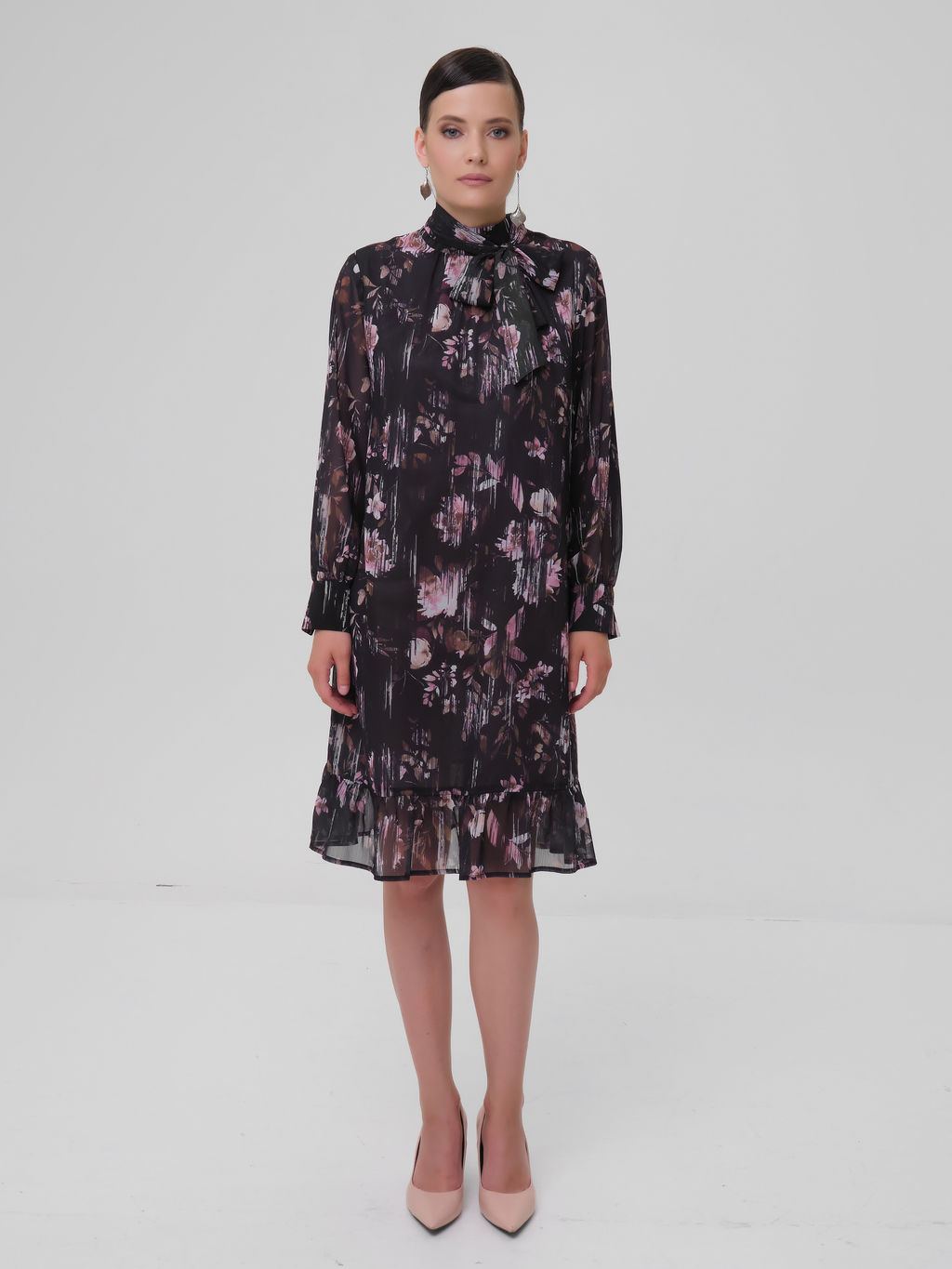 Платье из креп-шифона с принтом