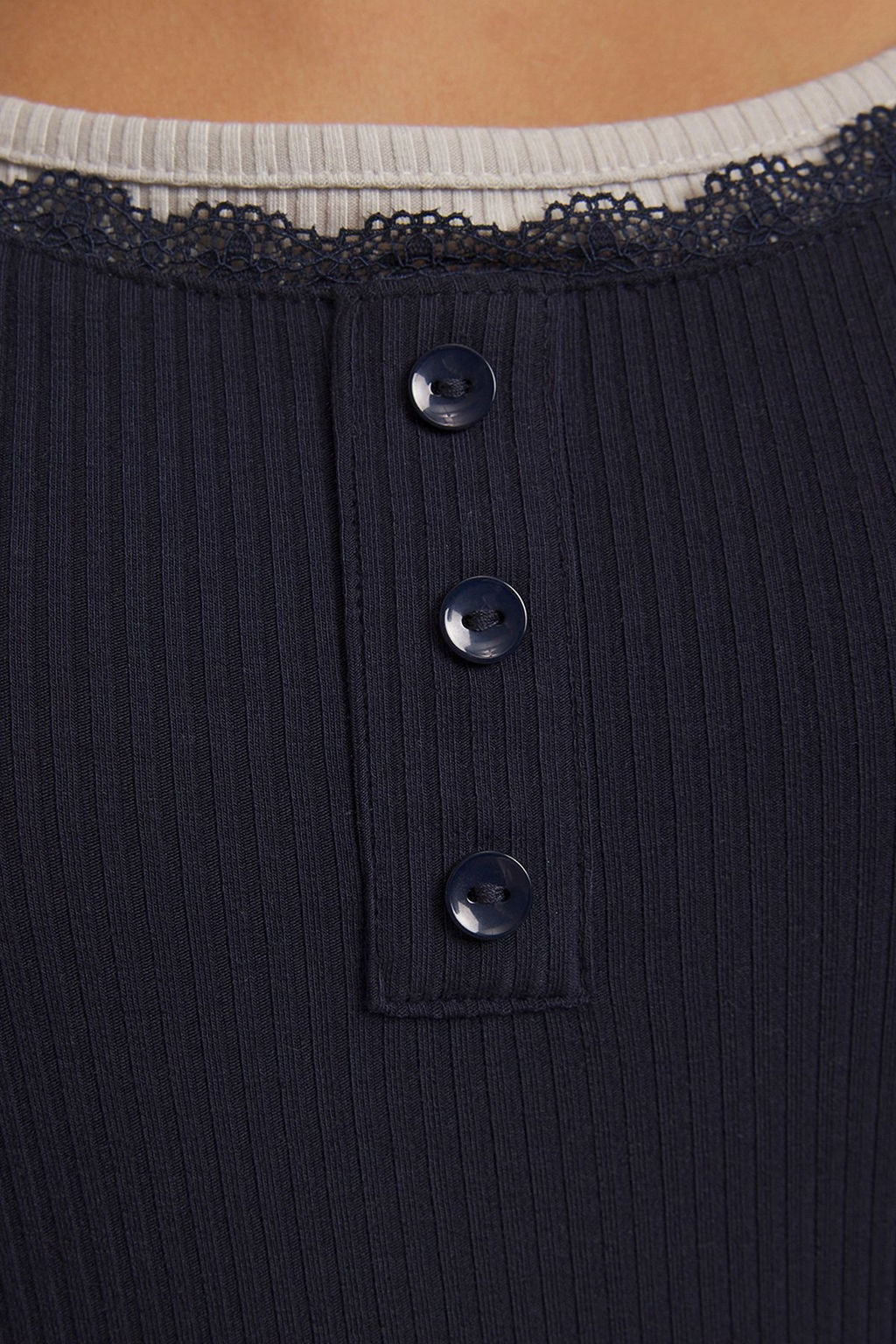 TRENDYOLMILLA Lacivert Cift Katl? Dantel Detayl? Fitilli Fitted/Vucuda Oturan Orme Atlet TWOSS25AL00035 фото 3