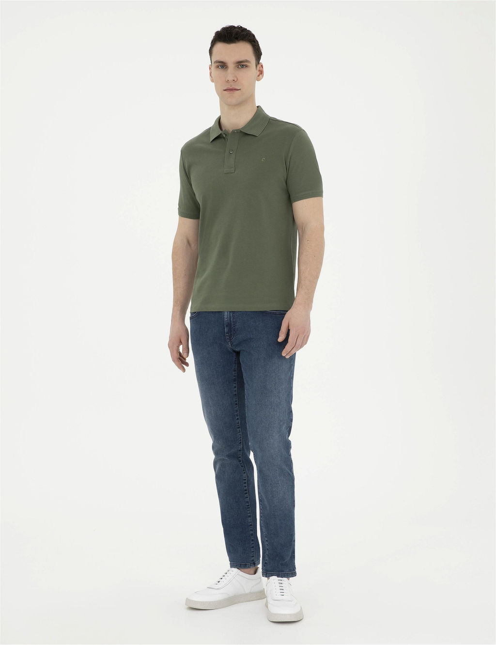 Haki Slim Fit Basic Ti__rt - Pierre cardin фото 4