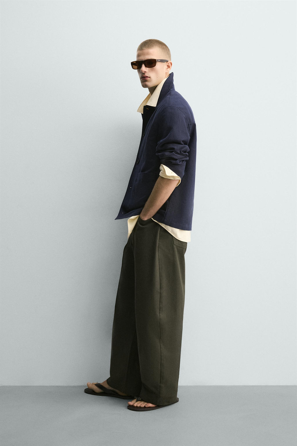 SOBRECAMISA RELAXED FIT ALGOD?N - LINO / Marino - Zara фото 4