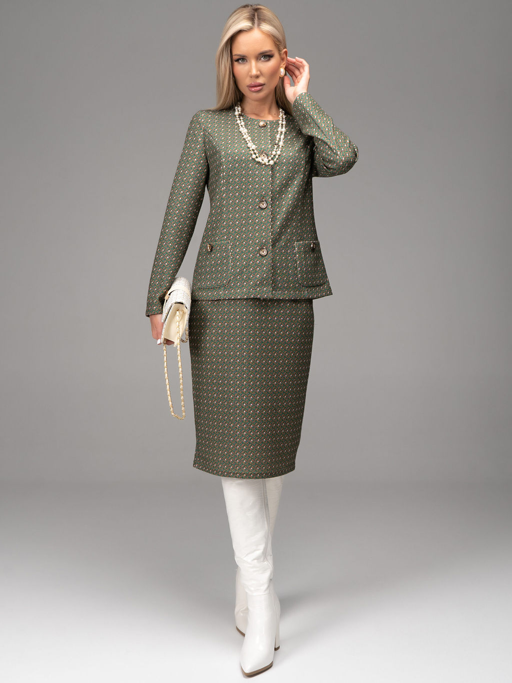 Костюм Шанель (зелёный) - Эльза фото 14