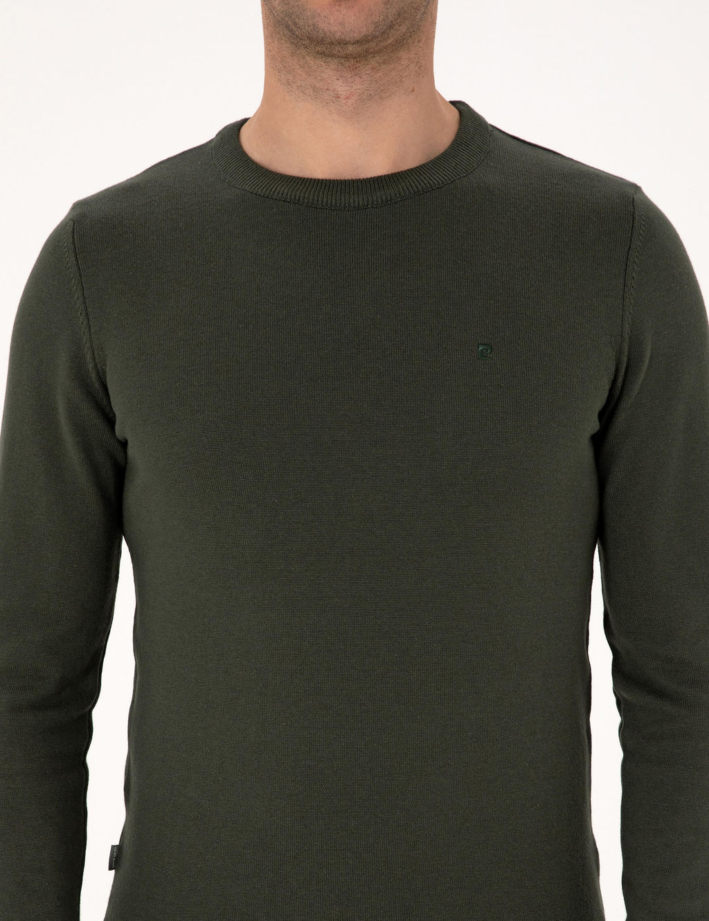 Koyu Haki Slim Fit Bisiklet Yaka Basic Triko Kazak - Pierre cardin фото 6