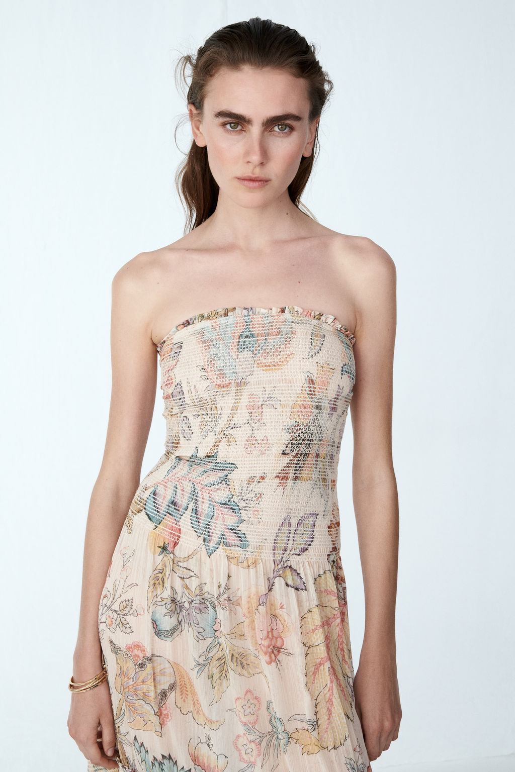 Vestido bandeau con cuerpo nido de abeja - H&m фото 4