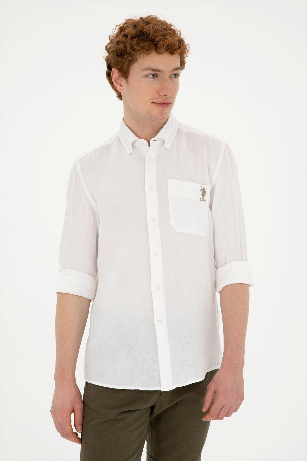 Мужская белая рубашка с длинным рукавом Неожиданная скидка в корзине - U.s. polo assn фото 3
