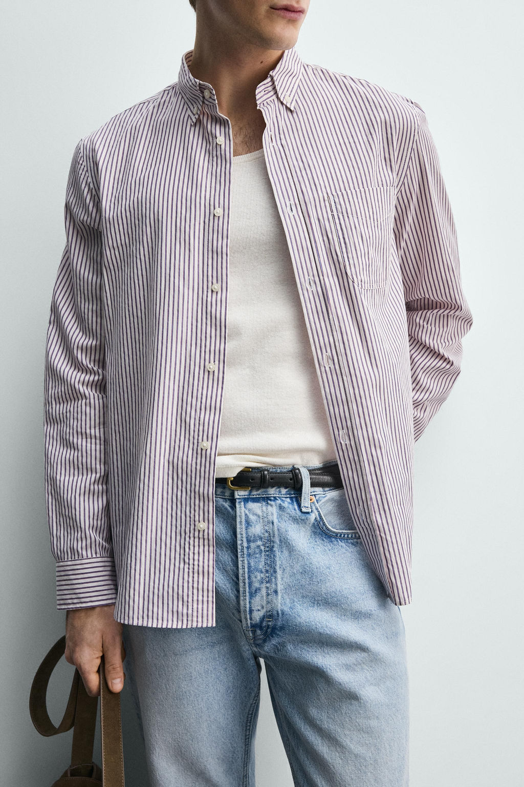 CAMISA REGULAR FIT RAYAS / Rosa / Blanco - Zara фото 6