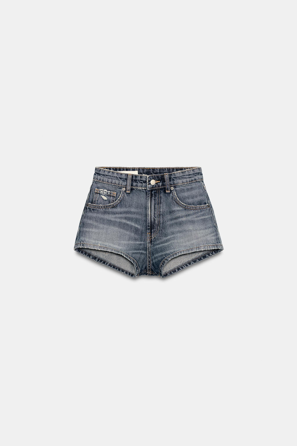 SHORTS MINI DENIM TRF CURVED TIRO ALTO / Azul - Zara фото 7