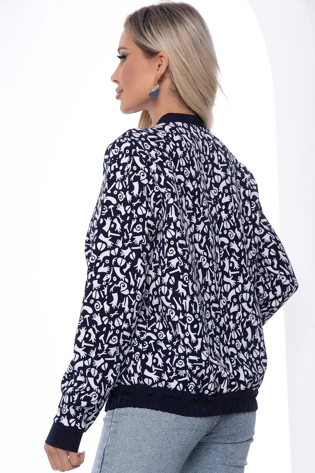 Бомбер на молнии (сине-белый) Б8851 - Lt collection фото 2