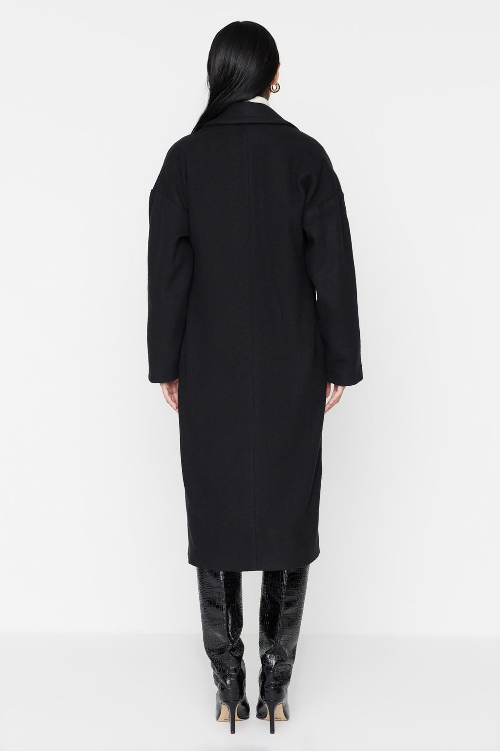 Trendyolmilla Fusya Oversize Genis Kesim Uzun Yunlu Kase Kaban TWOAW21KB0038  фото 18