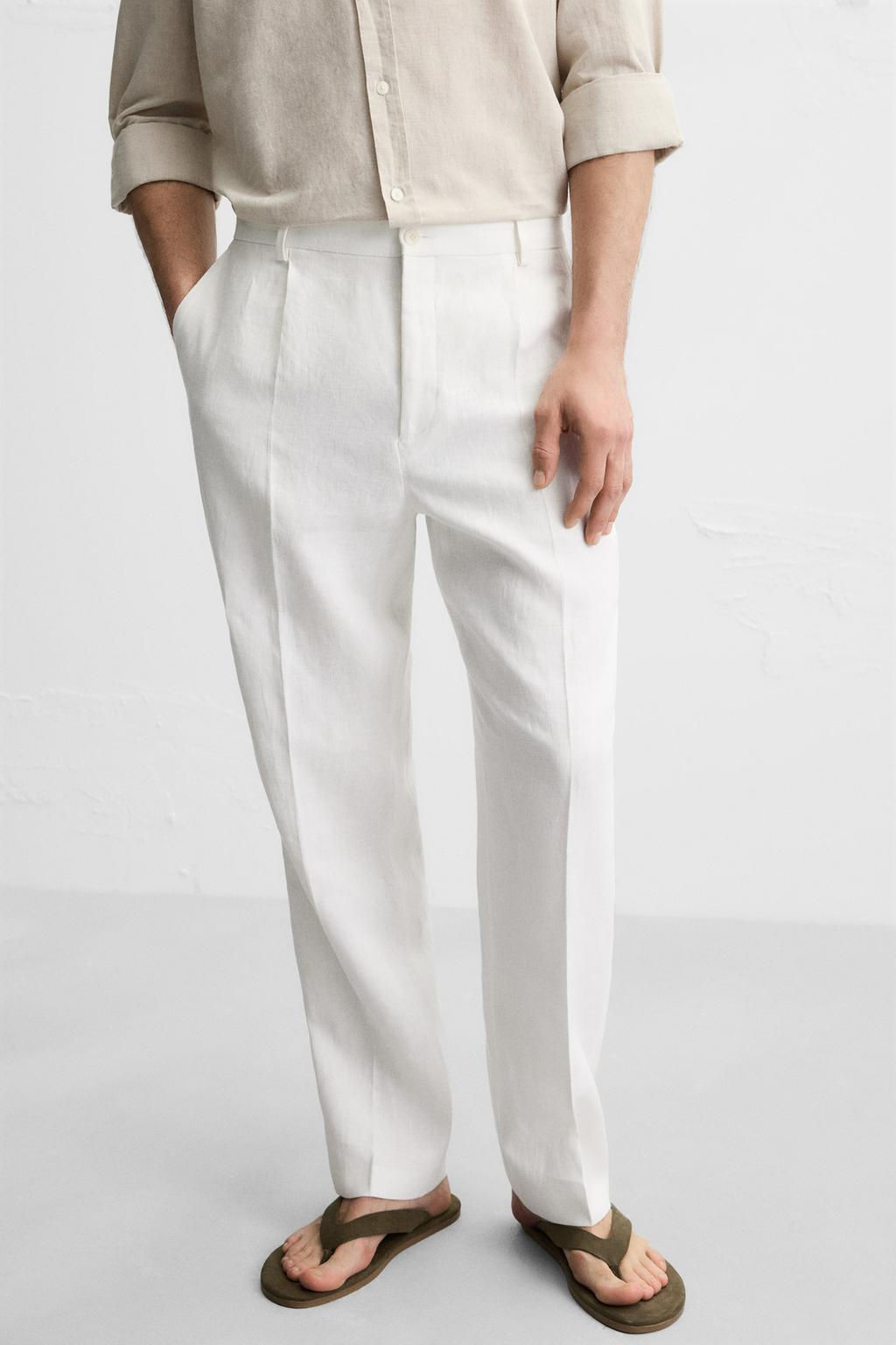 100% LINEN PLEATED TROUSERS - Zara фото 6