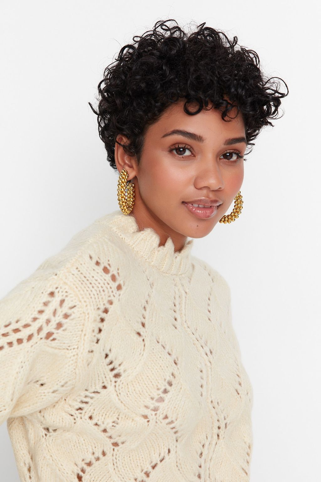 Ekru Yumusak Dokulu Ajurlu/Delikli Triko Kazak TWOAW23KZ01447 - Trendyolmilla фото 3