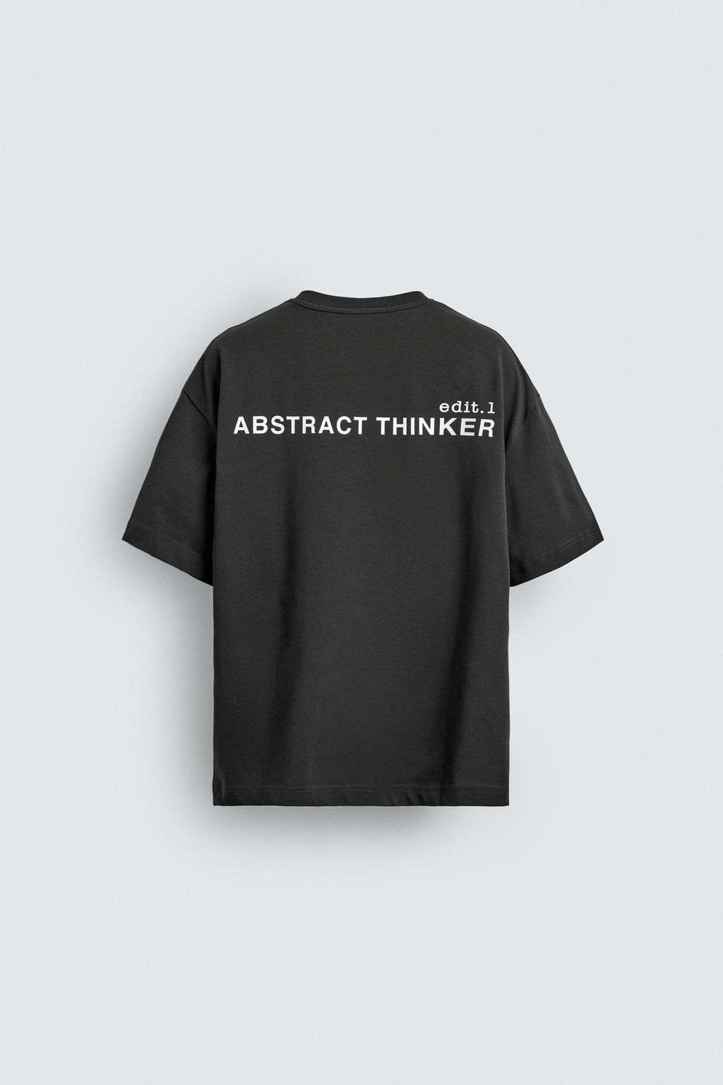 CAMISETA BOXY FIT TEXTO CONTRASTE / Gris oscuro - Zara фото 7