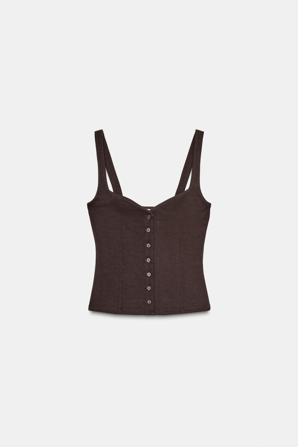TOP ESCOTE CORAZ?N BOTONES / Marr?n - Zara фото 5