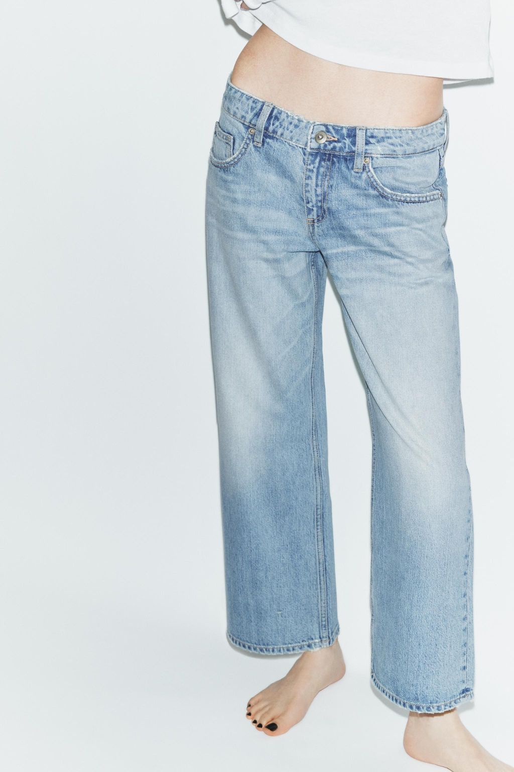 JEANS TRF WIDE LEG CROPPED TIRO BAJO / Azul claro - Zara фото 2