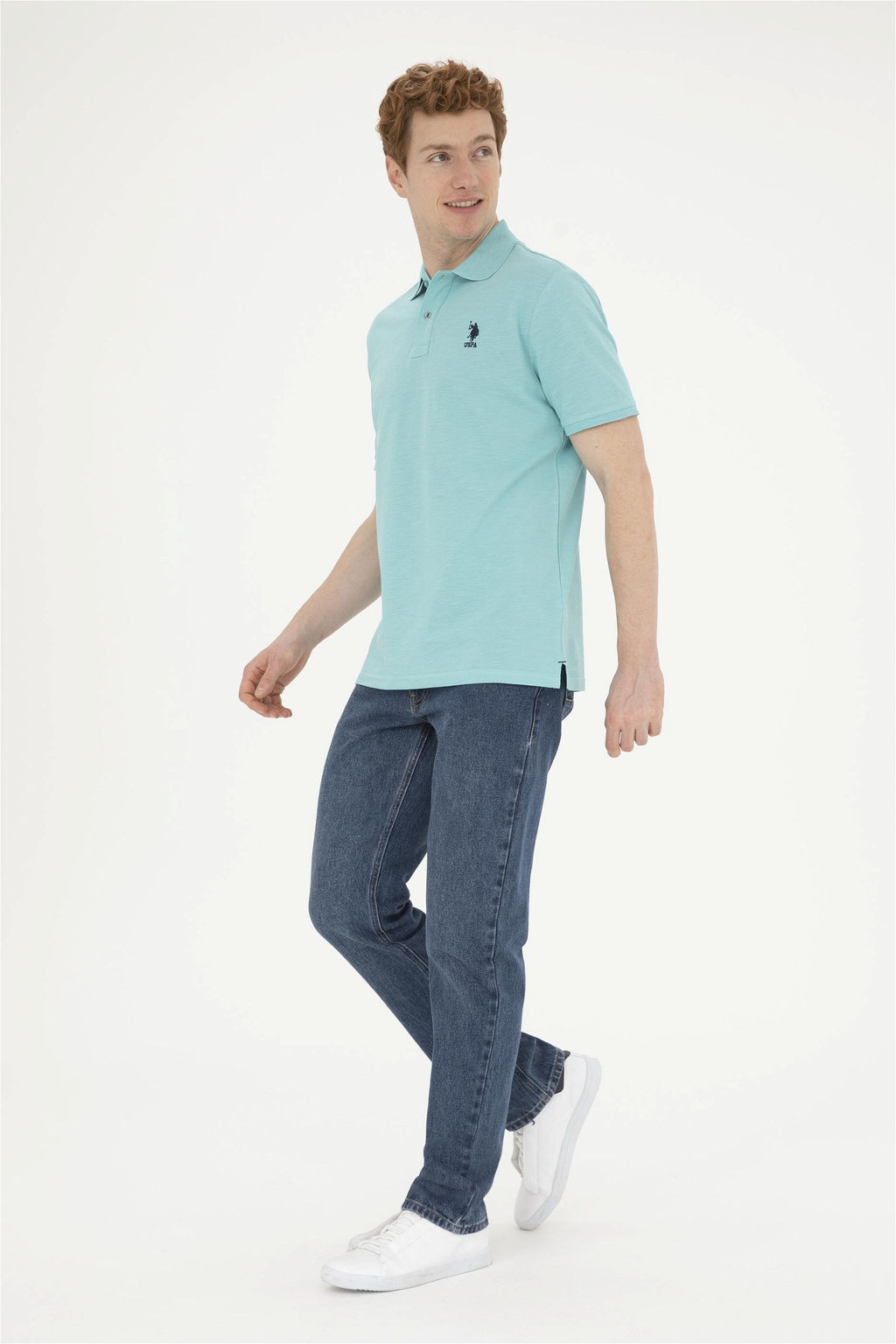 Мужская мятная футболка-поло - U.s. polo assn фото 4