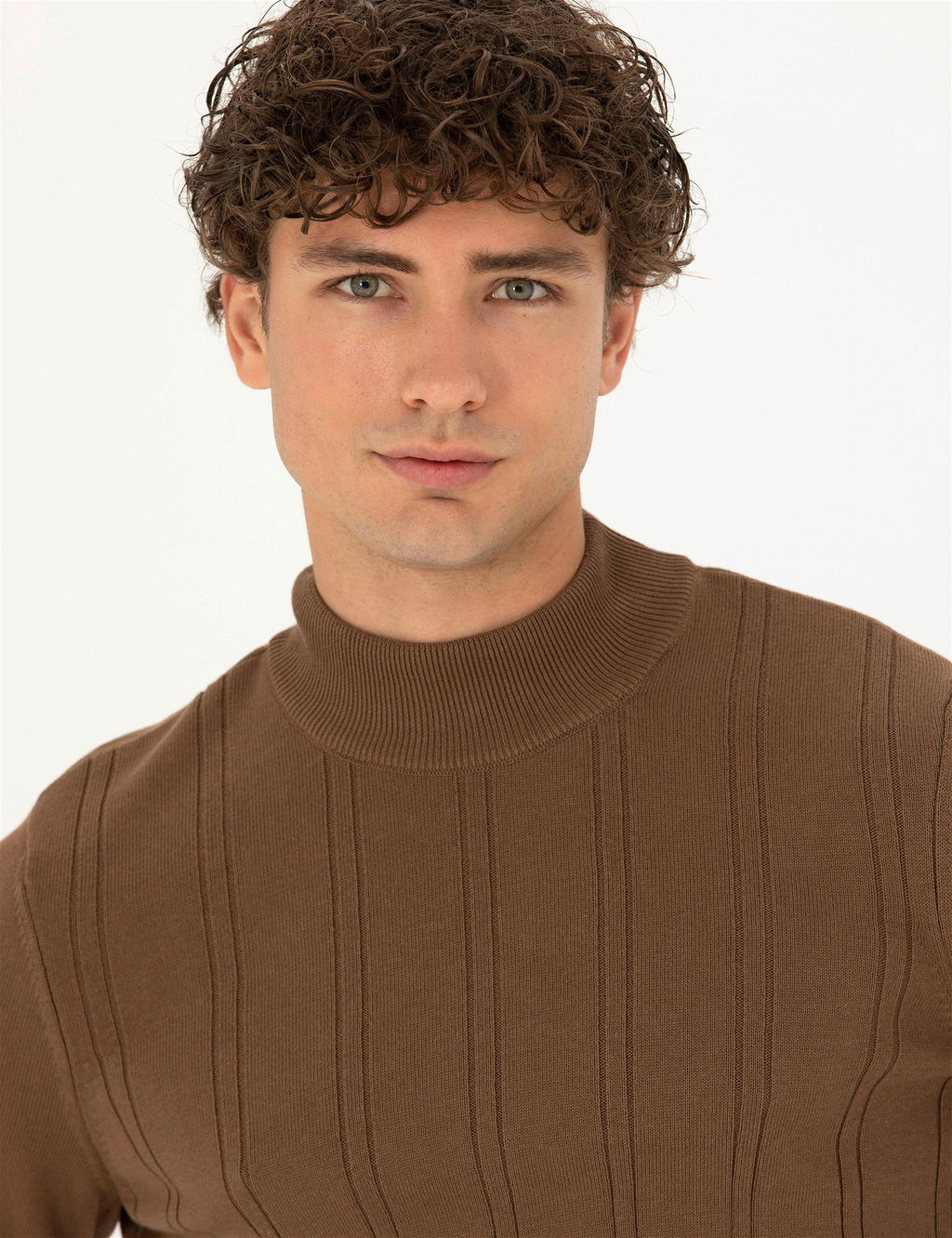 Ye_il Slim Fit Yar_m Bal_k__ Yaka Triko Kazak