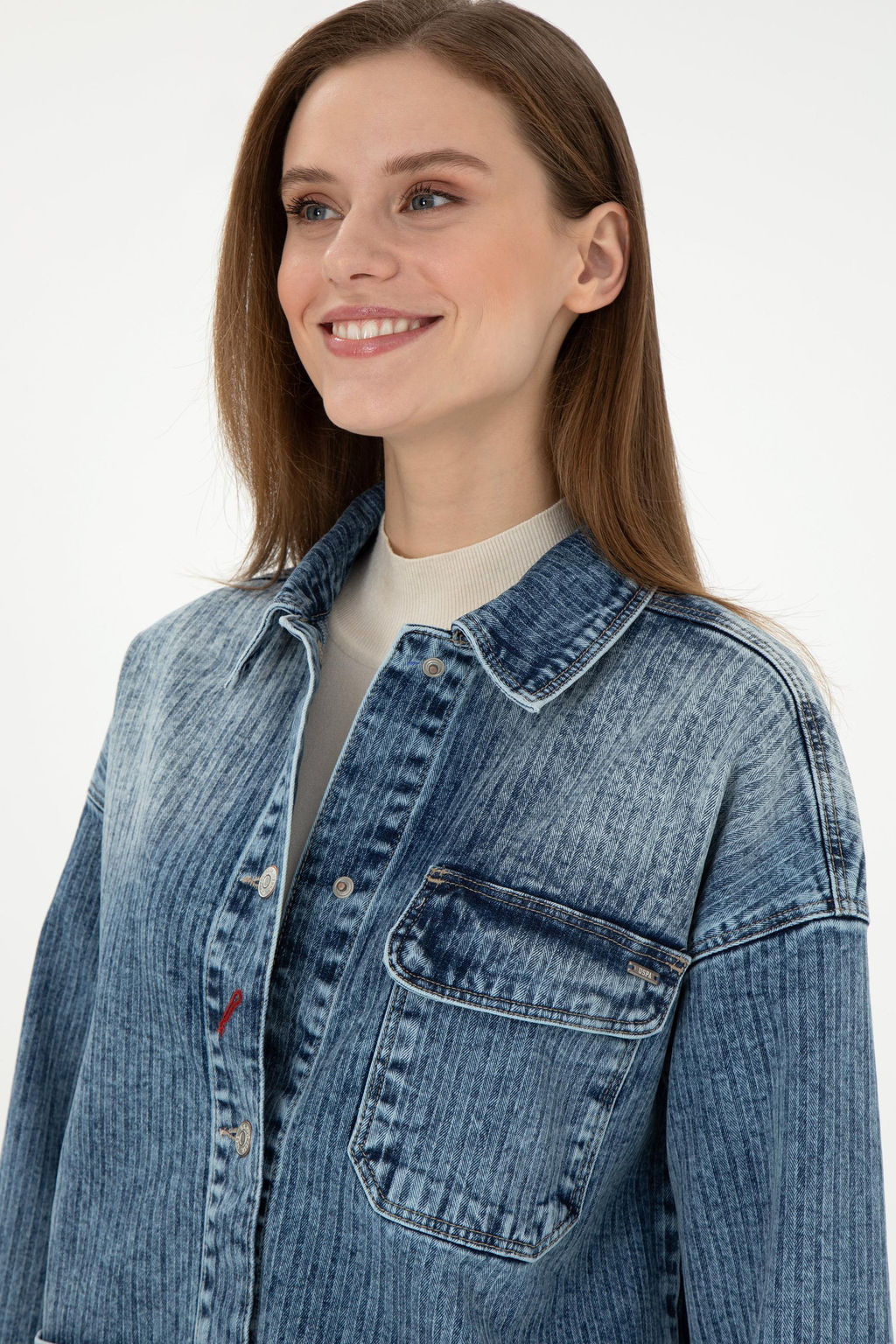 Женская голубая джинсовая рубашка Неожиданная скидка в корзине - U.s. polo assn фото 2