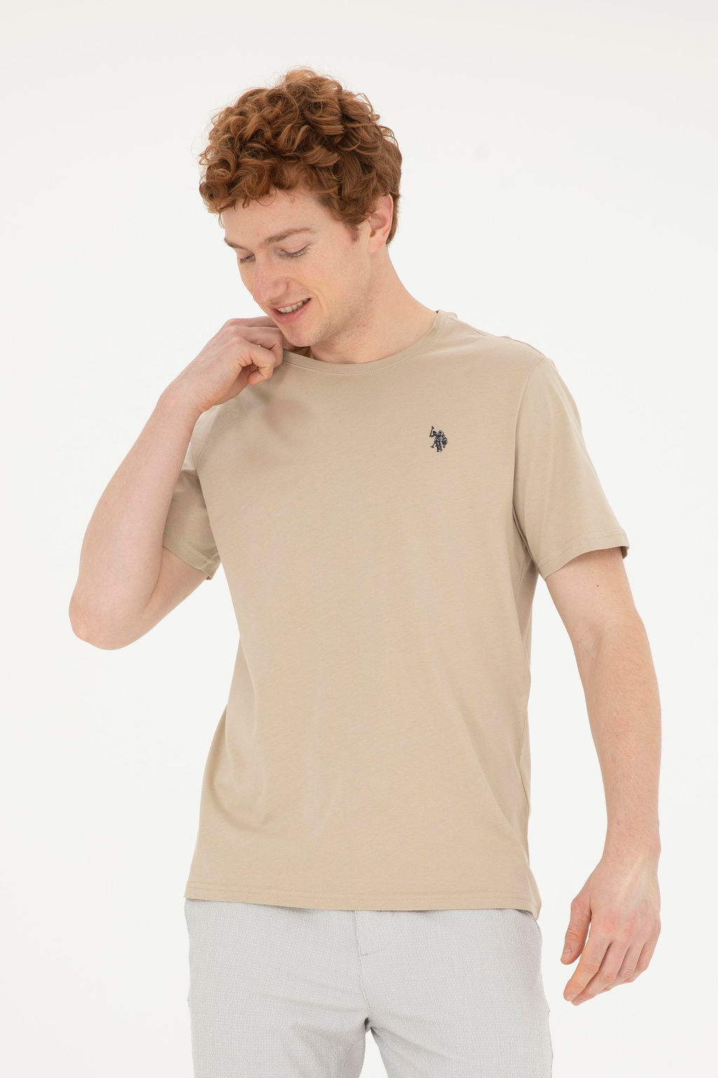 Мужская базовая футболка светло-хаки - U.s. polo assn фото 3