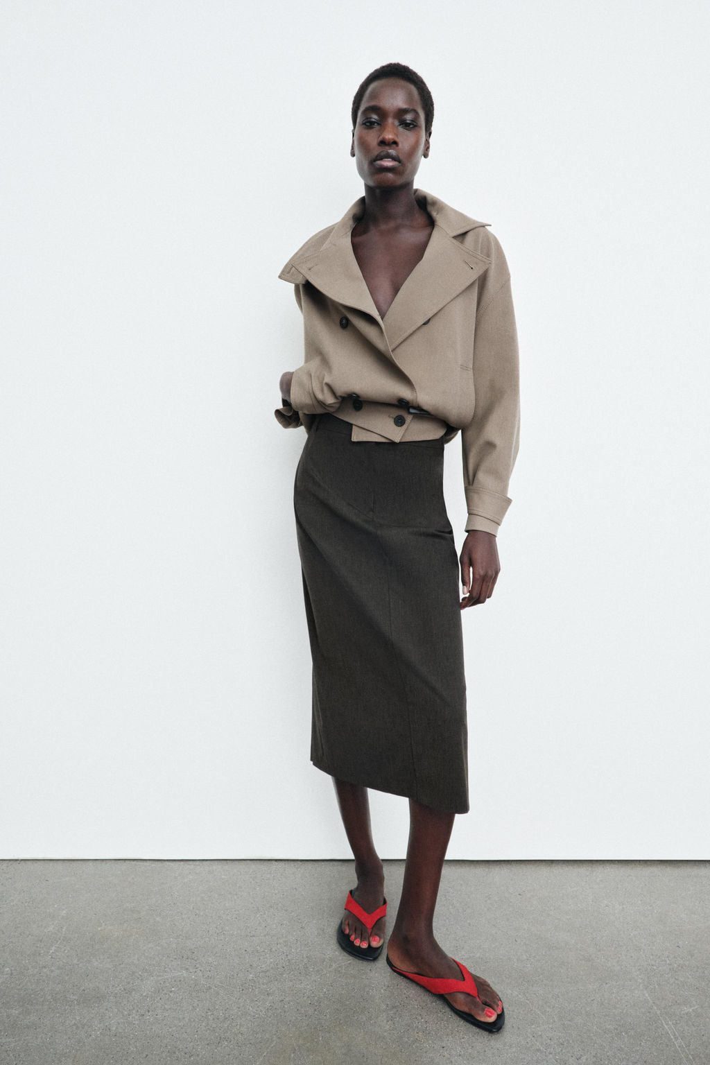 ZW COLLECTION STRAIGHT MIDI SKIRT - Zara фото 3