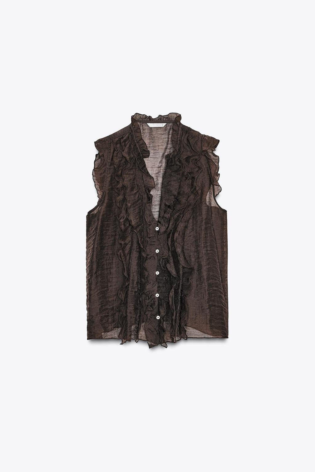 SEMI-SHEER RUFFLED TOP - Zara фото 6