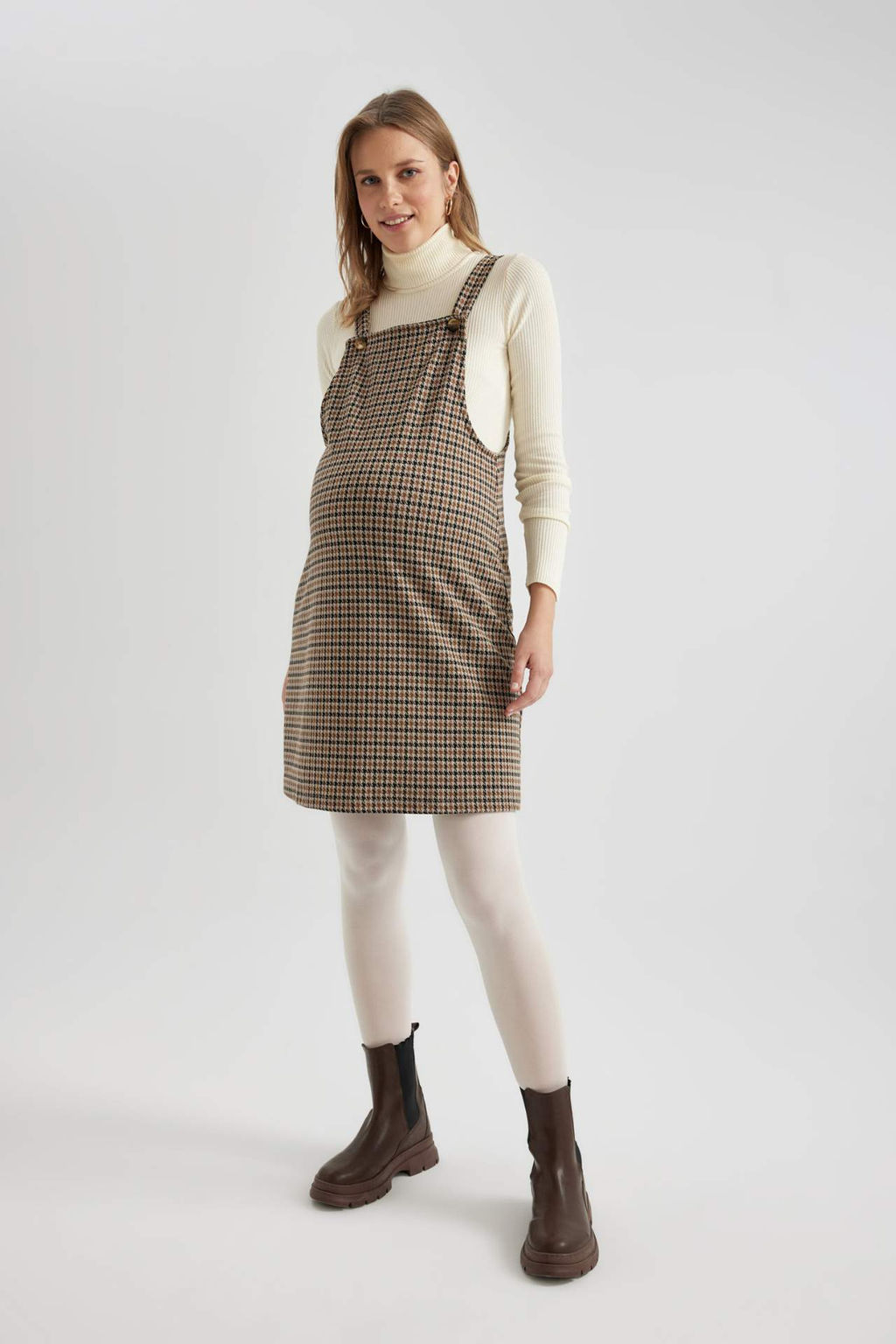 Regular Fit Desenli Hamile Mini Salopet Elbise - Defacto фото 2