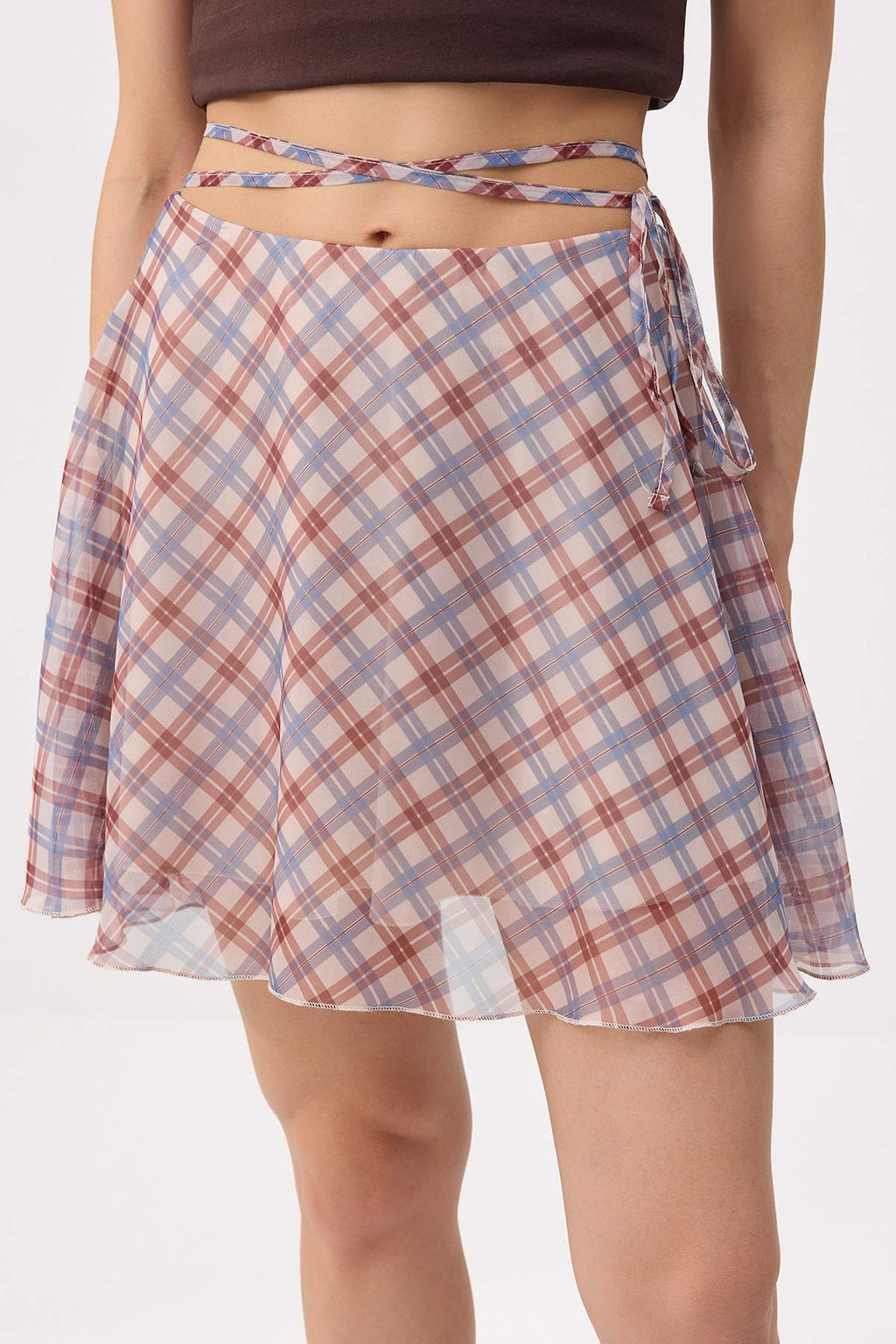 Tas-Cok Renkli Ekoseli Sifon Astarl? Mini Klos Etek TWOSS26ET00016