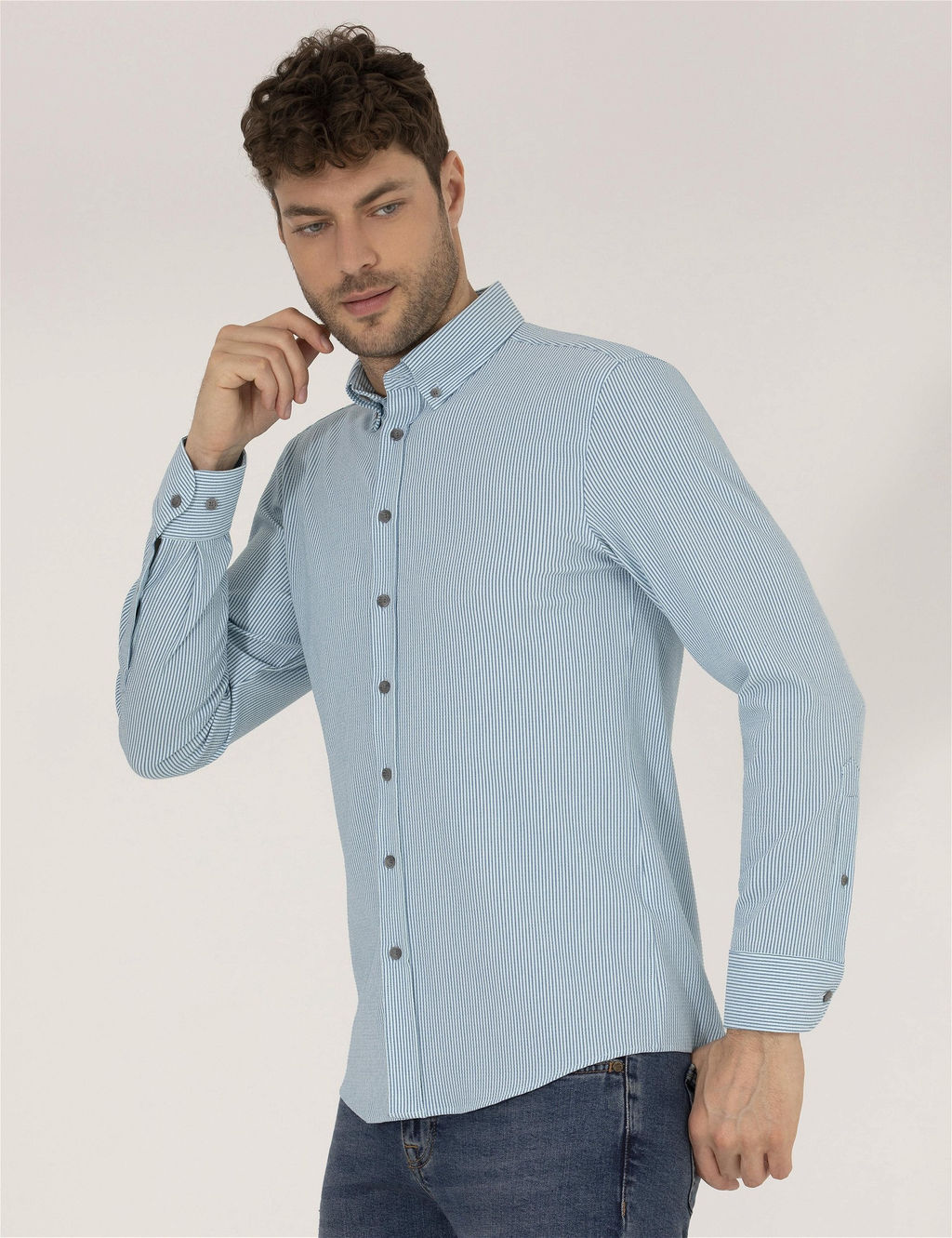 Aqua Slim Fit Uzun Kollu G_mlek