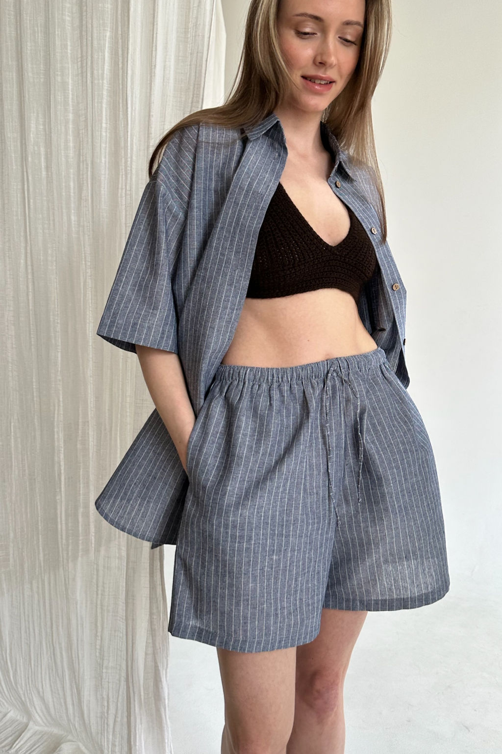 Костюм женский SET084/01/Серо-голубой, белый - M&G all natural фото 10