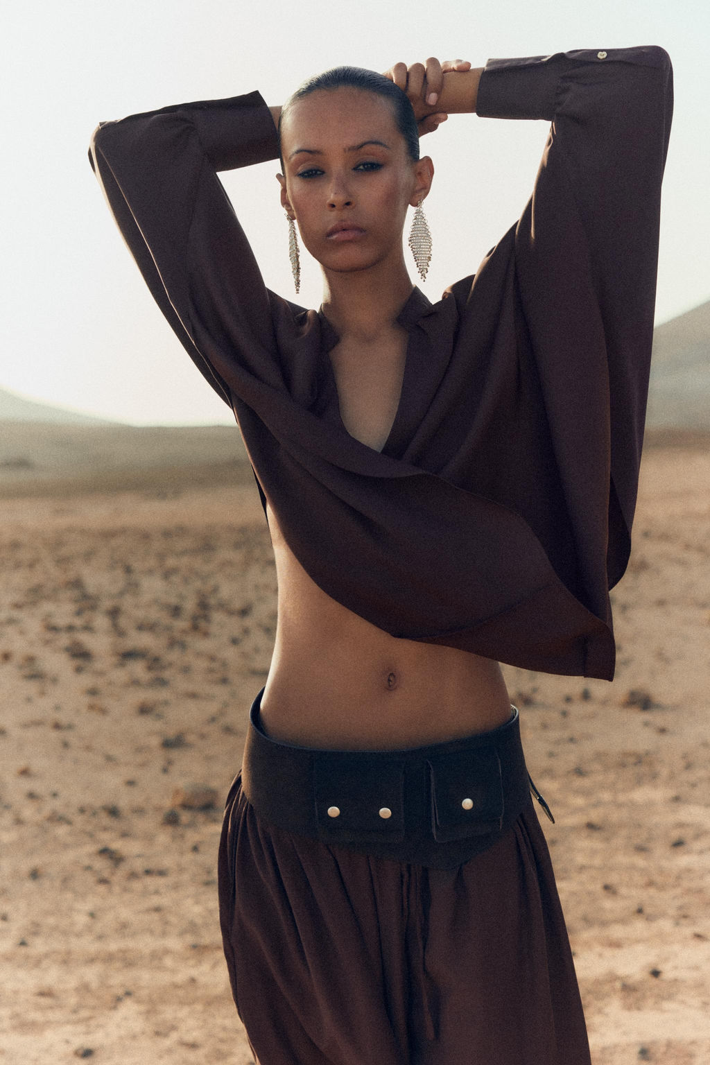 SATIN BLOUSE WITH CAPE SLEEVES - Zara фото 3