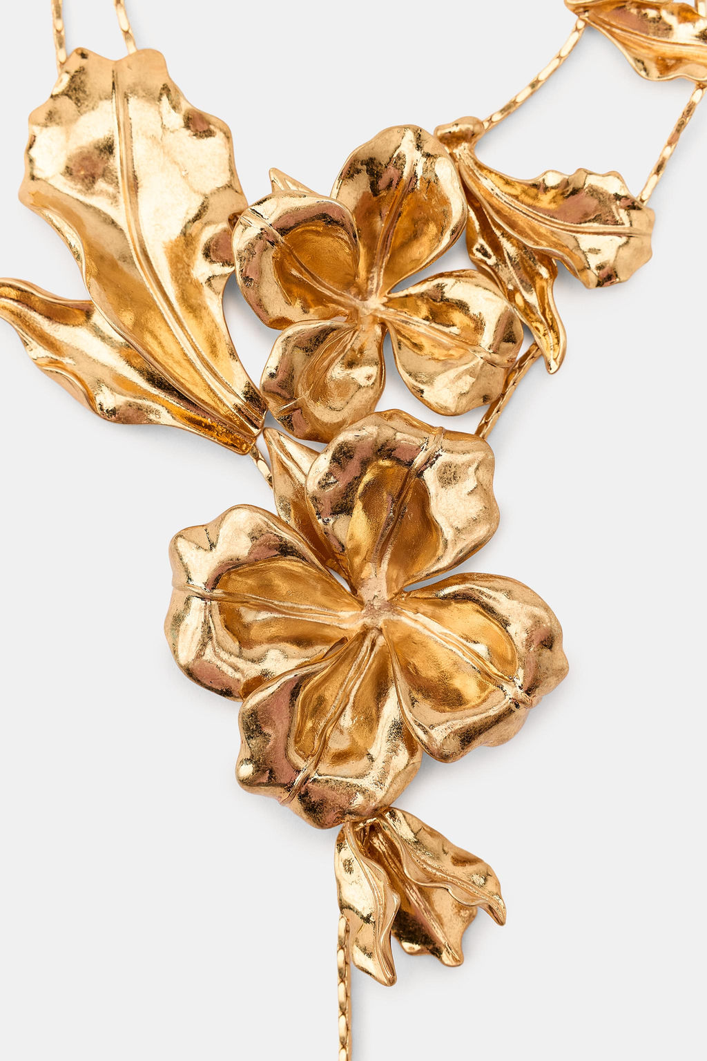 COLLAR DOBLE MET?LICO FLORES / Dorado - Zara фото 4