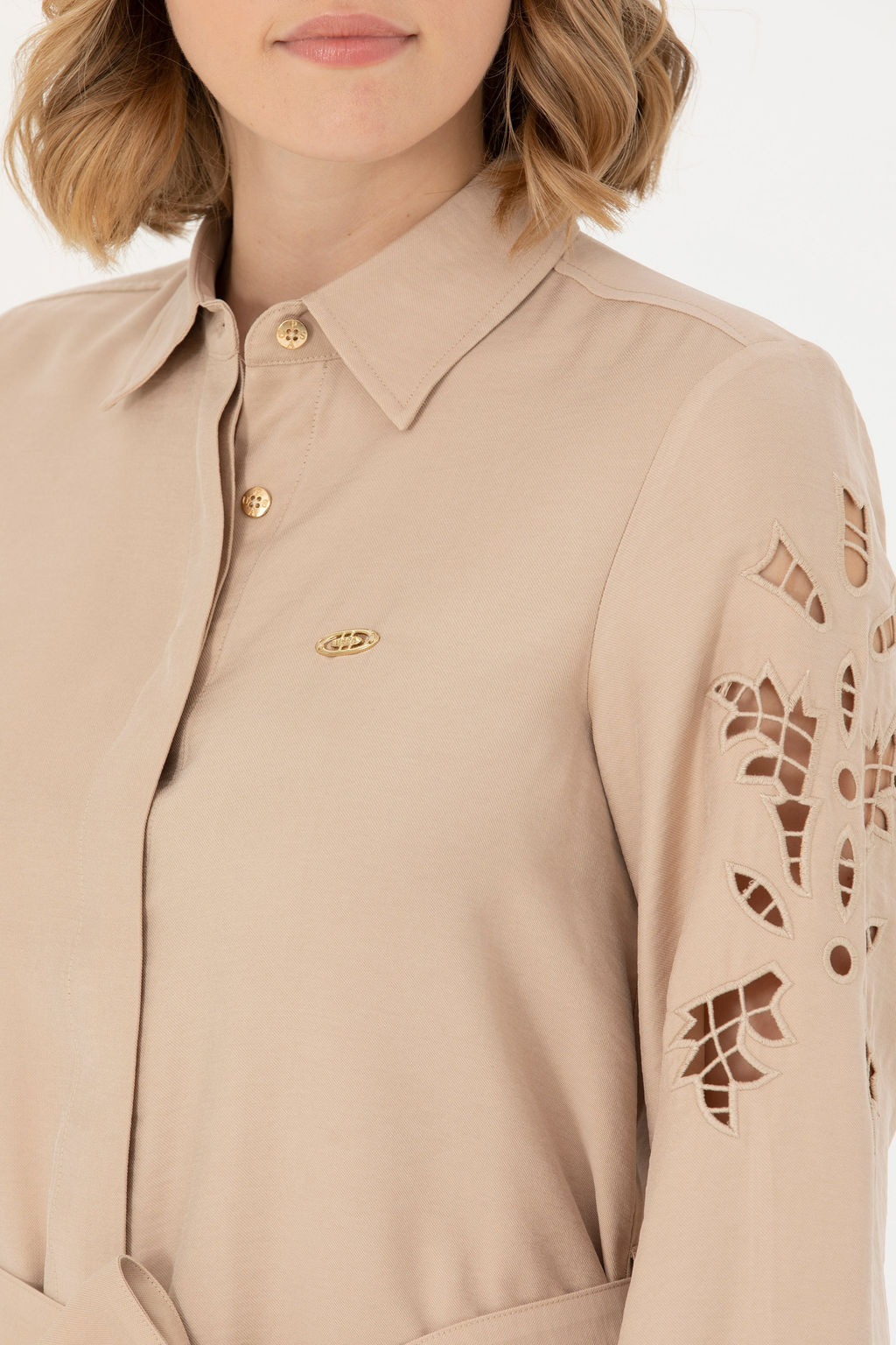 Женское тканое платье песочного цвета - U.s. polo assn фото 14