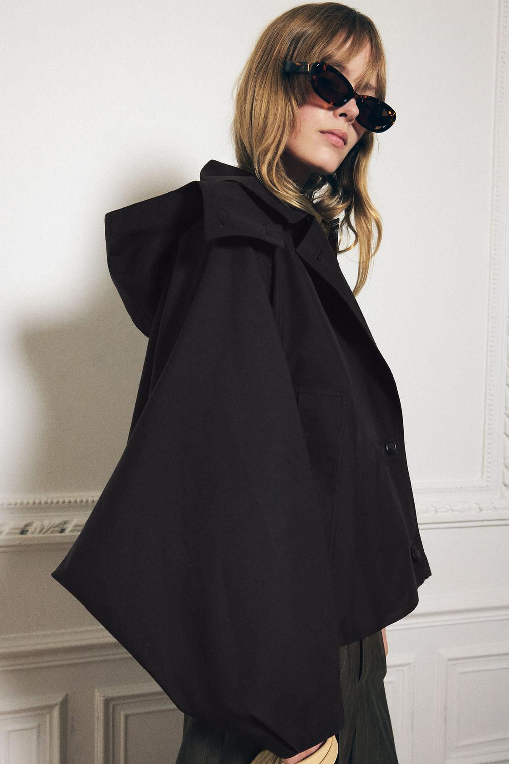 ZW COLLECTION SHORT HOODED TRENCH COAT - Zara фото 4